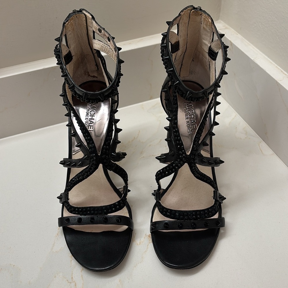 Michael Kors size 8 Larissa studs and jewels strappy heels. - Picture 2 of 7
